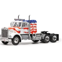 1970 Kenworth W925 Small Sleeper w/USA Flag 1:64 Scale Diecast Model Truck by IXO Models
