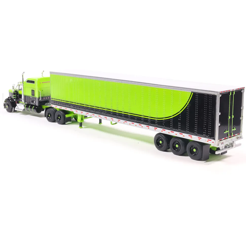 1990 Kenworth W900 with Refer Van - Neon Green and Black 1:64 Scale Diecast Model Truck by IXO Models