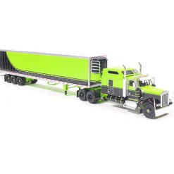 1990 Kenworth W900 with Refer Van - Neon Green and Black 1:64 Scale Diecast Model Truck by IXO Models