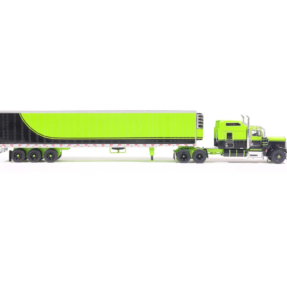 1990 Kenworth W900 with Refer Van - Neon Green and Black 1:64 Scale Diecast Model Truck by IXO Models