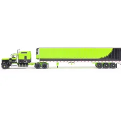 1990 Kenworth W900 with Refer Van - Neon Green and Black 1:64 Scale Diecast Model Truck by IXO Models