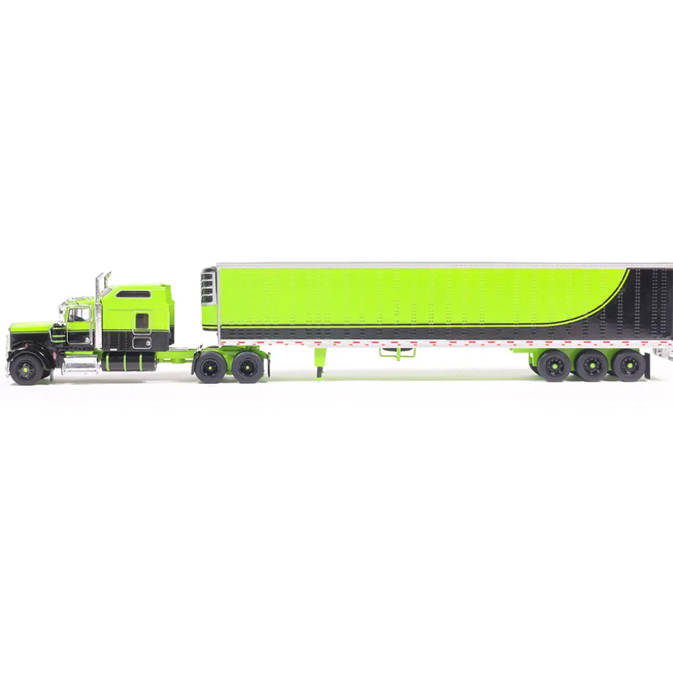 1990 Kenworth W900 with Refer Van - Neon Green and Black 1:64 Scale Diecast Model Truck by IXO Models
