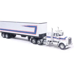 1976 Kenworth W900 With Vintage Trailer - Red, White, B 1:64 Scale Diecast Model Truck by IXO Models