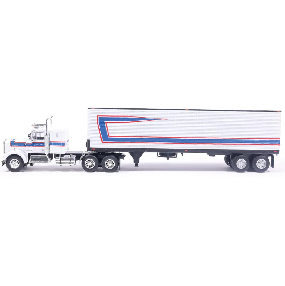 1976 Kenworth W900 With Vintage Trailer - Red, White, B 1:64 Scale Diecast Model Truck by IXO Models