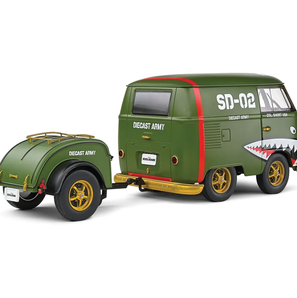1950 Kool Kombi & Trailer - Green 1:18 Scale Diecast Model Car by Solido