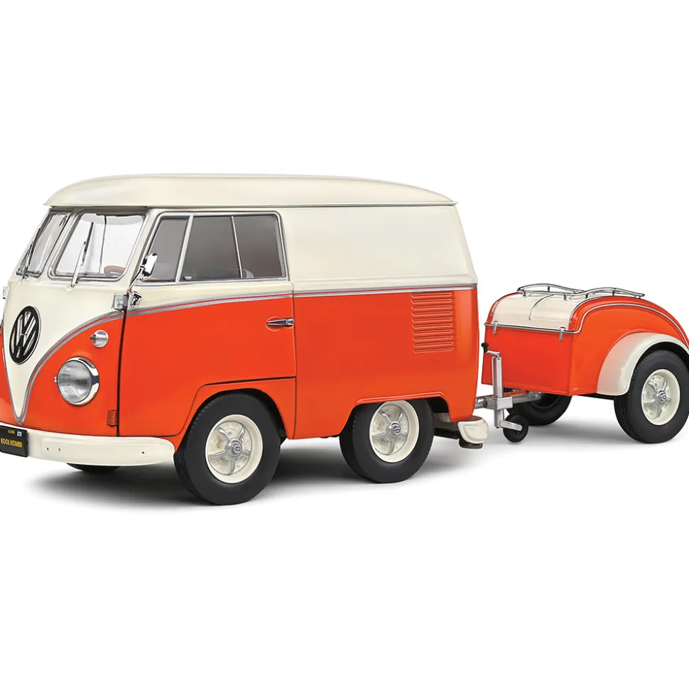 1950 Kool Kombi & Trailer - Orange 1:18 Scale Diecast Model Car by Solido