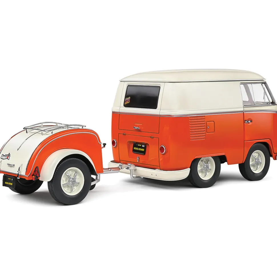 1950 Kool Kombi & Trailer - Orange 1:18 Scale Diecast Model Car by Solido
