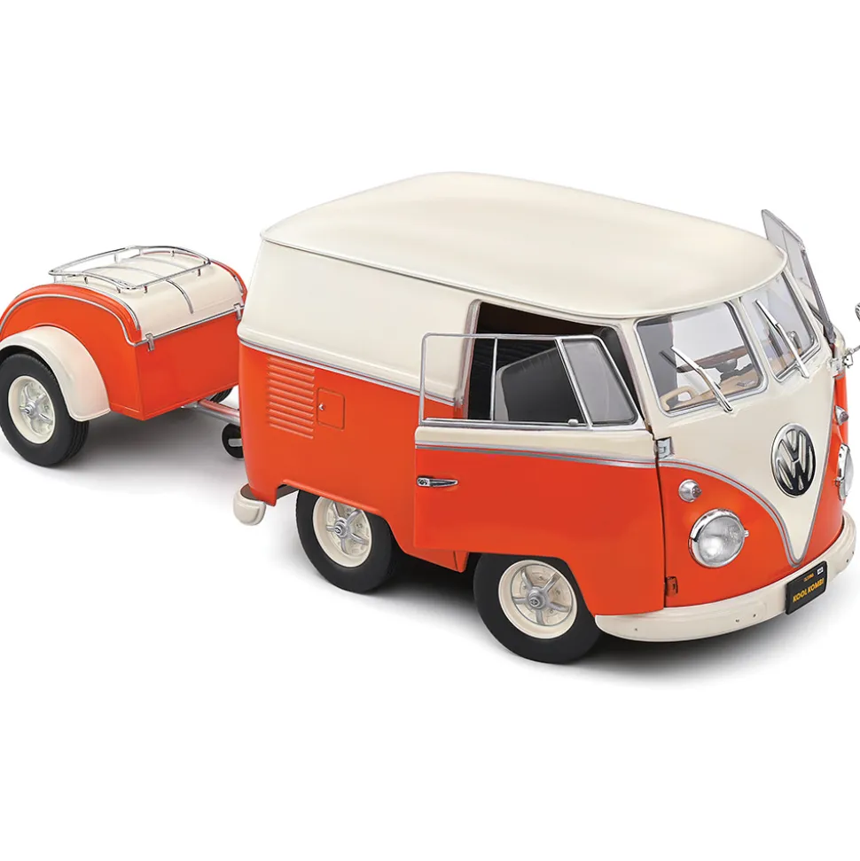 1950 Kool Kombi & Trailer - Orange 1:18 Scale Diecast Model Car by Solido