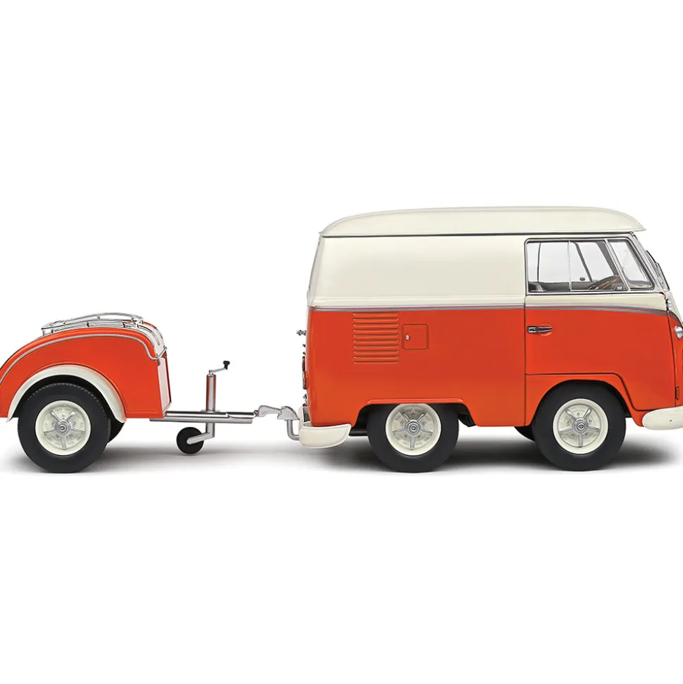 1950 Kool Kombi & Trailer - Orange 1:18 Scale Diecast Model Car by Solido