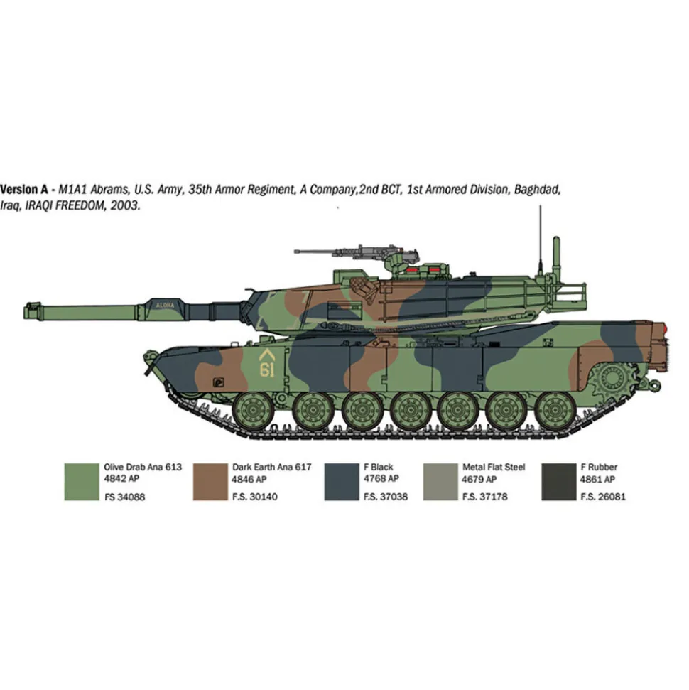 M1A1/A2 Abrams 1/35 Kit 1:35 Scale Plastic Model Kit by Italeri