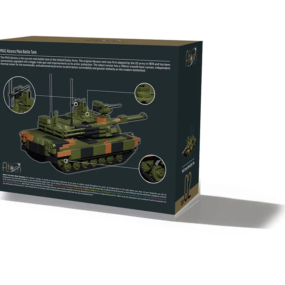 M1A2 Abrams Building Block Model - 1024 Pieces 1:48 Scale Building Brick Set by Atom Brick Company