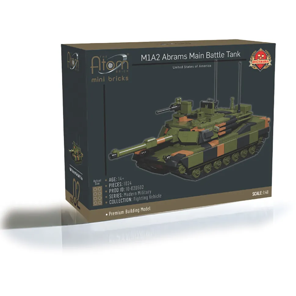 M1A2 Abrams Building Block Model - 1024 Pieces 1:48 Scale Building Brick Set by Atom Brick Company