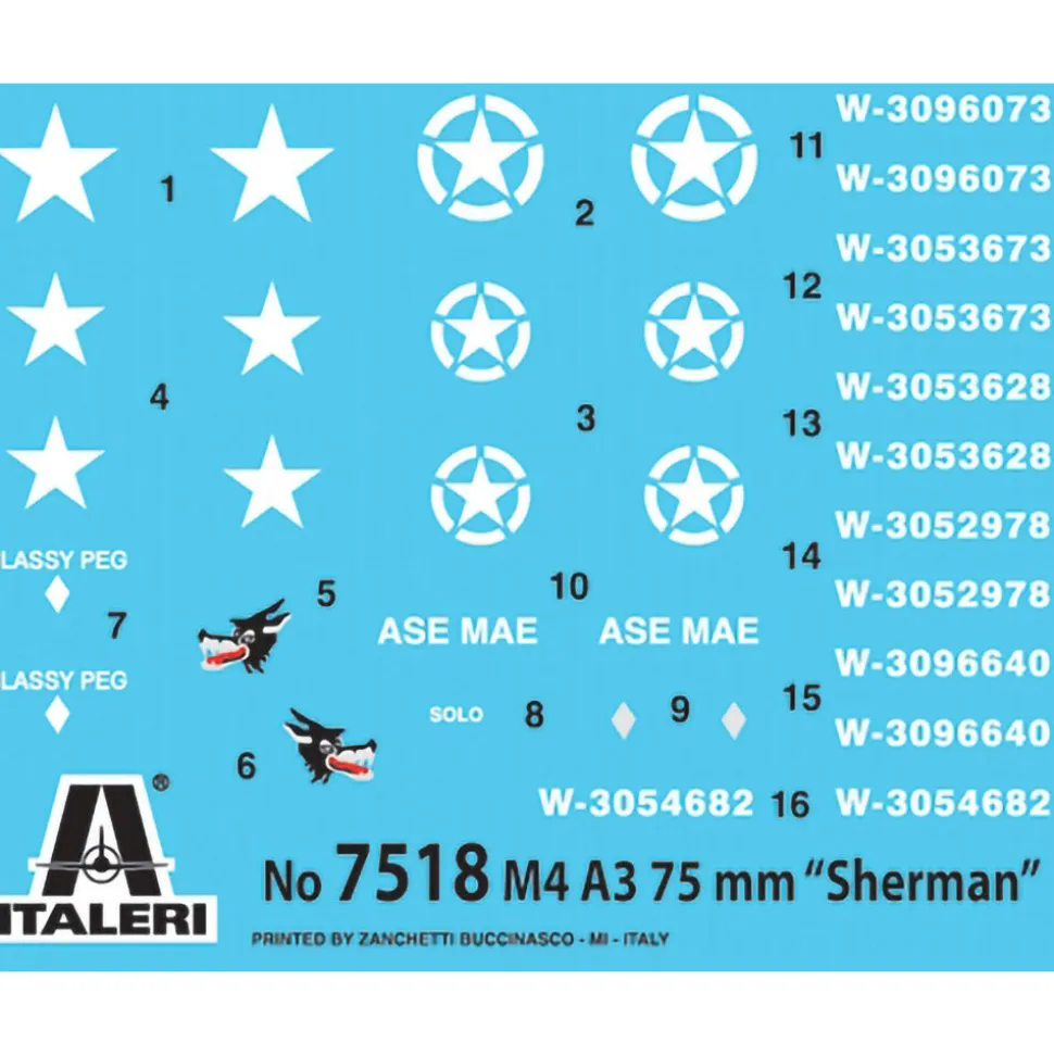 M4A3 75MM Sherman 1/72 Kit 1:72 Scale Plastic Model Kit by Italeri