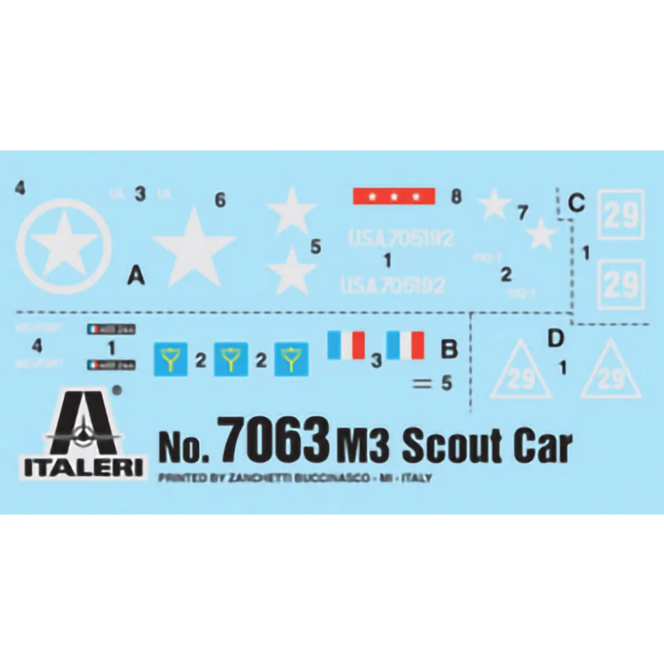 M3A1 Scout Car 1/72 Kit Italeri (7063) 1:72 Scale Plastic by Italeri