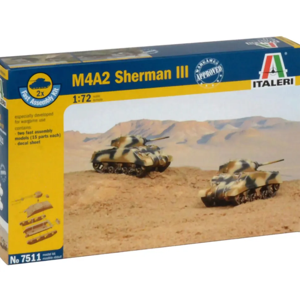M4A2 Sherman III 1/72 Kit 1:72 Scale Plastic Model Kit by Italeri