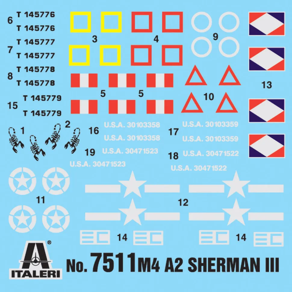 M4A2 Sherman III 1/72 Kit 1:72 Scale Plastic Model Kit by Italeri