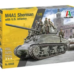 M4A1 Sherman with Infantry 1/35 Kit Italeri (6568s) 1:35 Scale Plastic by Italeri