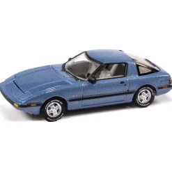 1983 Mazda RX-7 - Misty Blue Metallic 1:64 Scale Diecast Model Car by Johnny Lightning