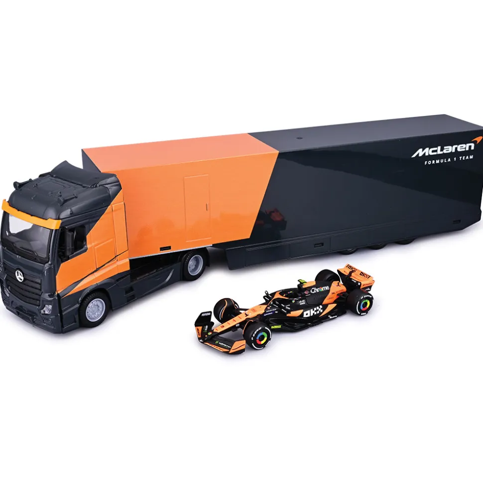 2024 McLaren F1 Semi Truck w/ MCL38 - Norris #4 1:43 Scale Diecast Model Car by Bburago