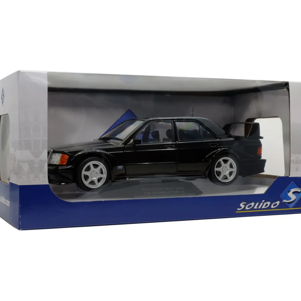1990 Mercedes-Benz 190 (W201) Evo II - Black 1:18 Scale Diecast Model Car by Solido