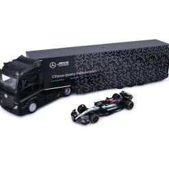 2024 Mercedes F1 Semi Truck w/W15 - Russell #63 1:43 Scale Diecast Model Car by Bburago