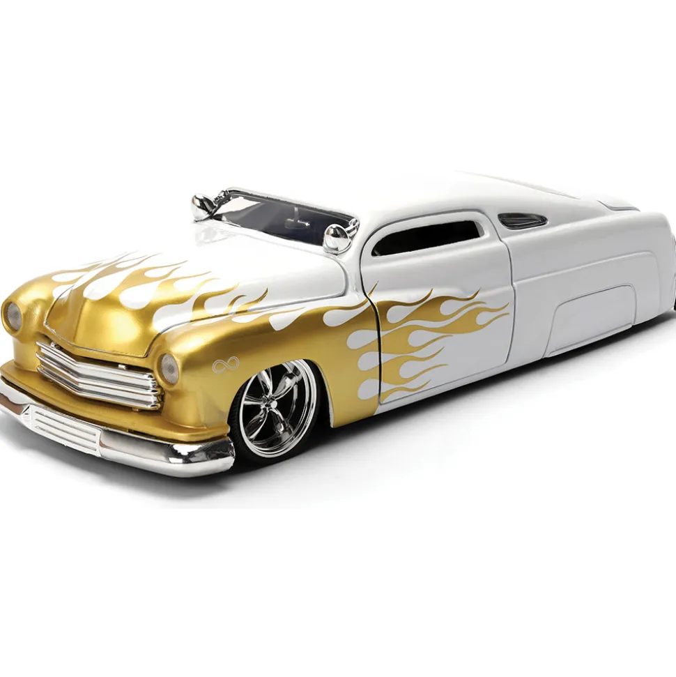 1951 Mercury - White w/Gold Flames 1:24 Scale Diecast Model Car by Jada Toys