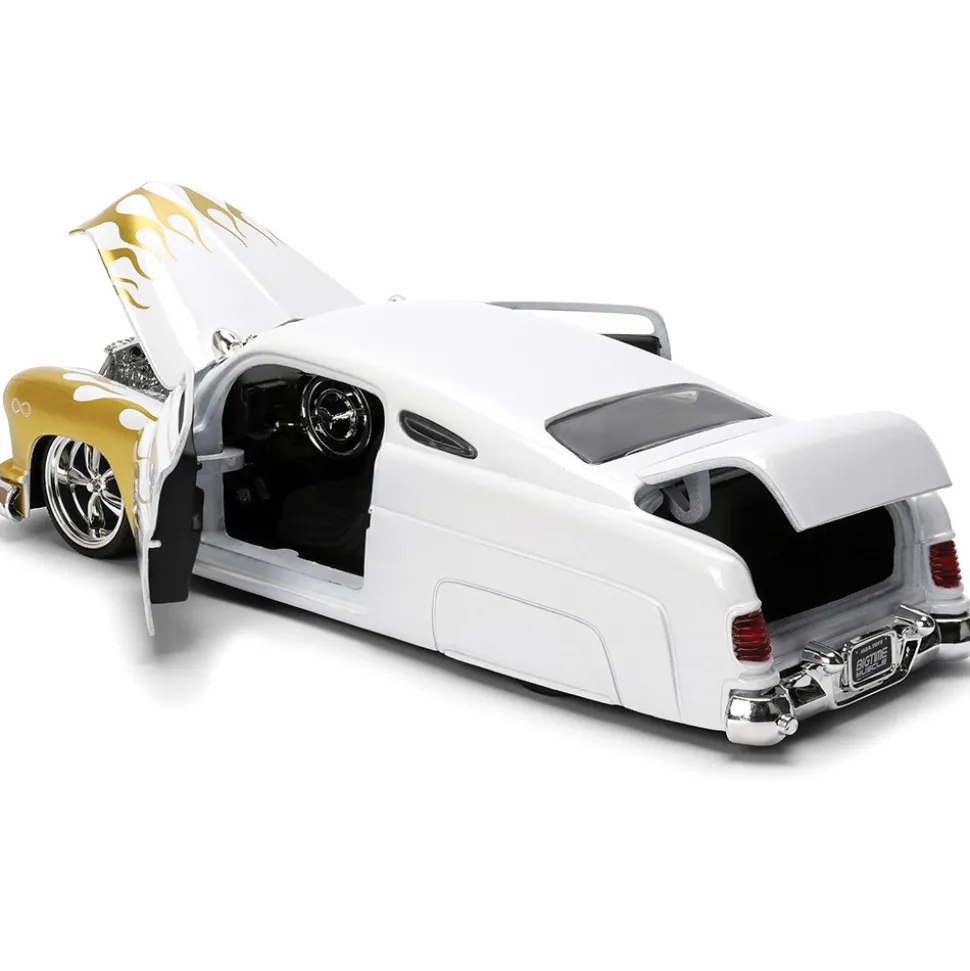 1951 Mercury - White w/Gold Flames 1:24 Scale Diecast Model Car by Jada Toys