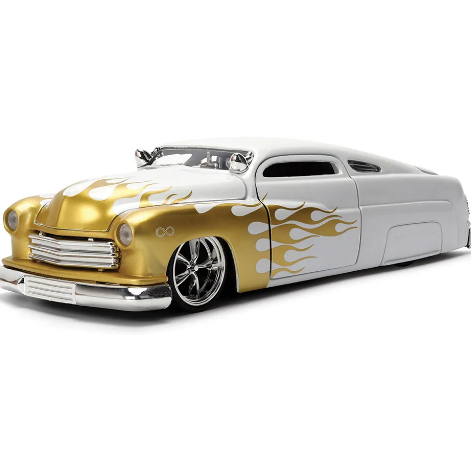 1951 Mercury - White w/Gold Flames 1:24 Scale Diecast Model Car by Jada Toys
