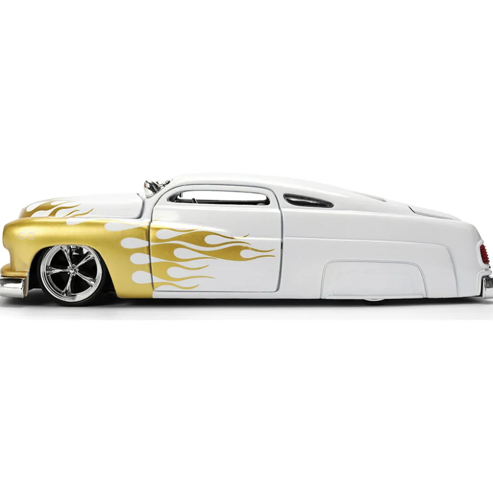 1951 Mercury - White w/Gold Flames 1:24 Scale Diecast Model Car by Jada Toys