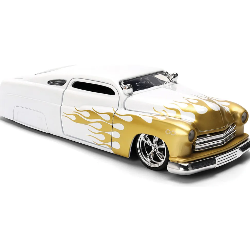 1951 Mercury - White w/Gold Flames 1:24 Scale Diecast Model Car by Jada Toys