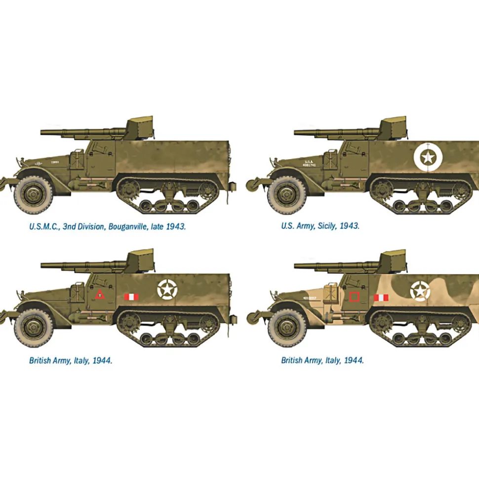 M3 75mm Gun Motor Carriage 1/72 Kit 1:72 Scale Plastic by Italeri