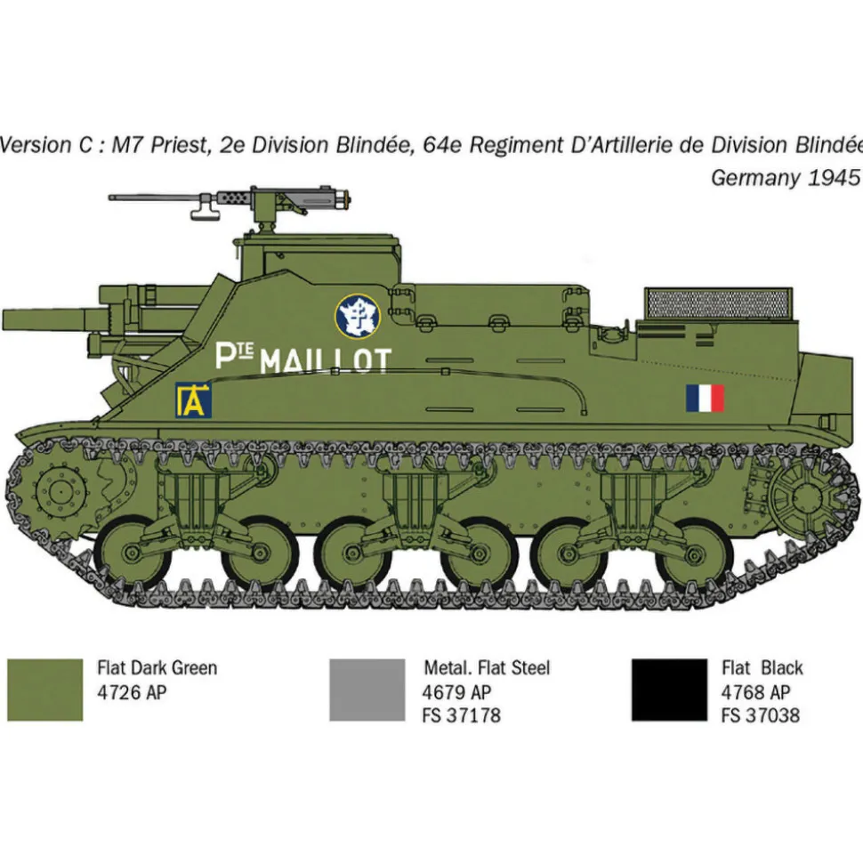 M7 Priest Howitzer Motor Carriage 1/35 Kit 1:35 Scale Plastic Model Kit by Italeri