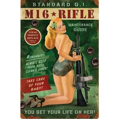 M16 Rifle Pin Up Metal Sign HA064 Heavy Duty Steel by Vintage Sign Co.