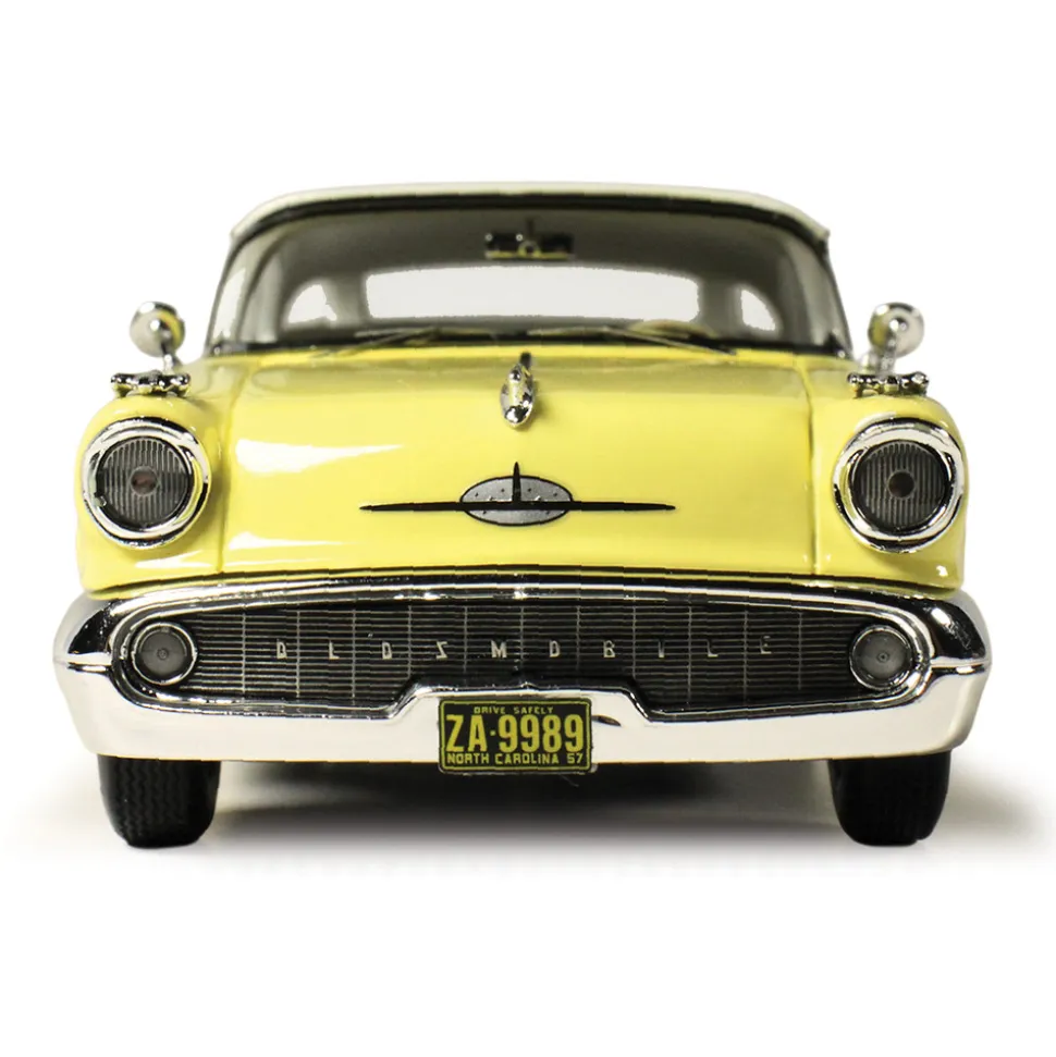 1957 Oldsmobile Starfire Coronado - Yellow & Alcan White 1:43 Scale Cast Resin Model Car by Goldvarg Collection