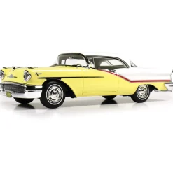 1957 Oldsmobile Starfire Coronado - Yellow & Alcan White 1:43 Scale Cast Resin Model Car by Goldvarg Collection