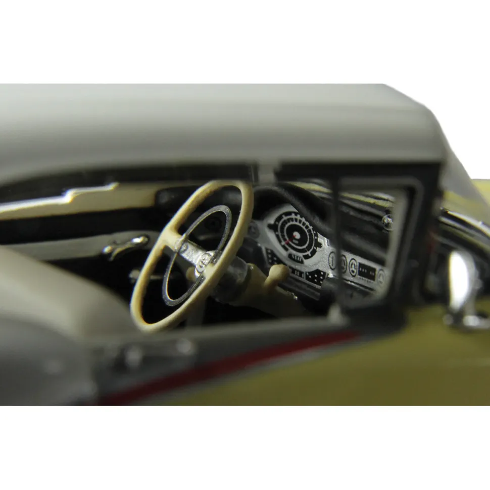 1957 Oldsmobile Starfire Coronado - Yellow & Alcan White 1:43 Scale Cast Resin Model Car by Goldvarg Collection