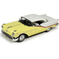 1957 Oldsmobile Starfire Coronado - Yellow & Alcan White 1:43 Scale Cast Resin Model Car by Goldvarg Collection