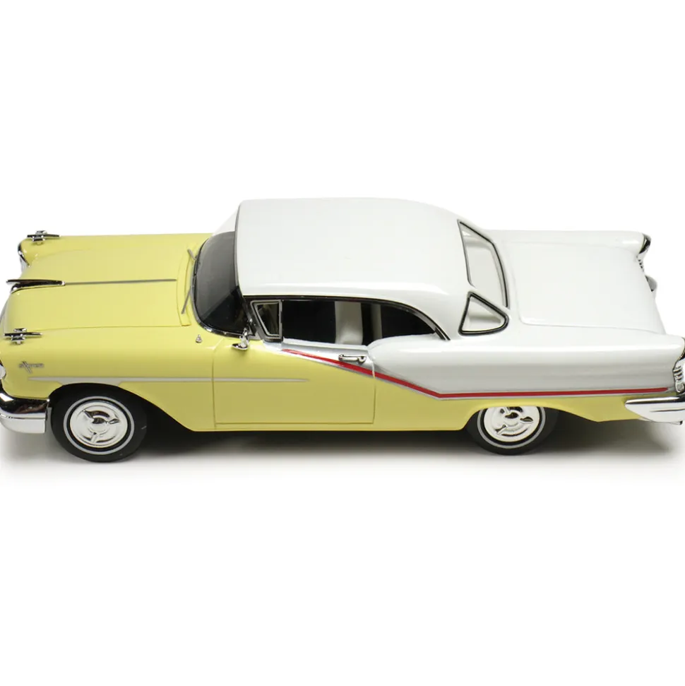 1957 Oldsmobile Starfire Coronado - Yellow & Alcan White 1:43 Scale Cast Resin Model Car by Goldvarg Collection