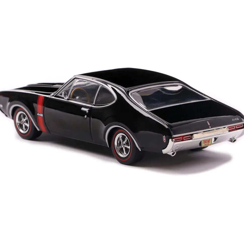 1968 Oldsmobile 442 W-30 - Ebony Black w/ Red Stripes 1:43 Scale Diecast Model Car by IXO Models