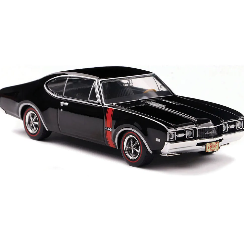 1968 Oldsmobile 442 W-30 - Ebony Black w/ Red Stripes 1:43 Scale Diecast Model Car by IXO Models