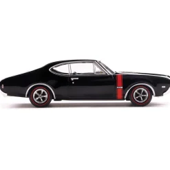 1968 Oldsmobile 442 W-30 - Ebony Black w/ Red Stripes 1:43 Scale Diecast Model Car by IXO Models