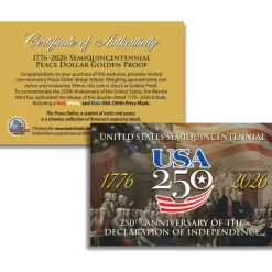 PEACE DOLLAR GOLDEN TRIBUTE 1 OZ COIN -250TH ANNIVERSARY Merrick Mint (PEACE_250TH_GLD_TRIB) by Merrick Mint