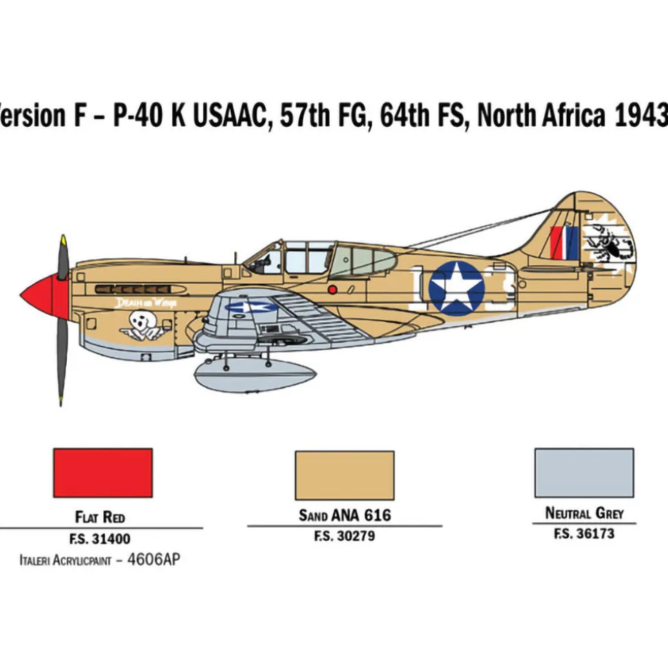 P-40 E/K Kittyhawk 1/48 Kit 1:48 Scale Plastic Model Kit by Italeri