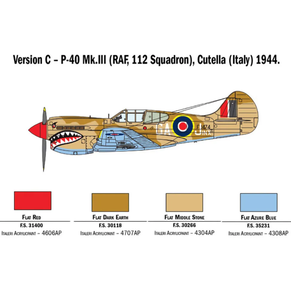 P-40 E/K Kittyhawk 1/48 Kit 1:48 Scale Plastic Model Kit by Italeri