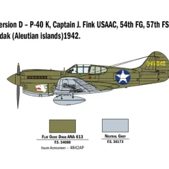 P-40 E/K Kittyhawk 1/48 Kit 1:48 Scale Plastic Model Kit by Italeri