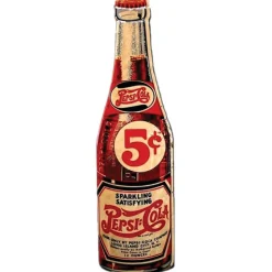 Pepsi 5 Cent Bottle Cut-Out Metal Sign by Signs 4 Fun