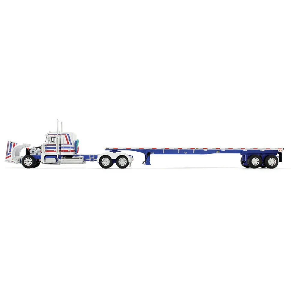 Peterbilt Bicentennial 359 Flat Top Sleeper & 48' Flatbed 1:64 Scale Diecast Model Truck by Diecast Promotions