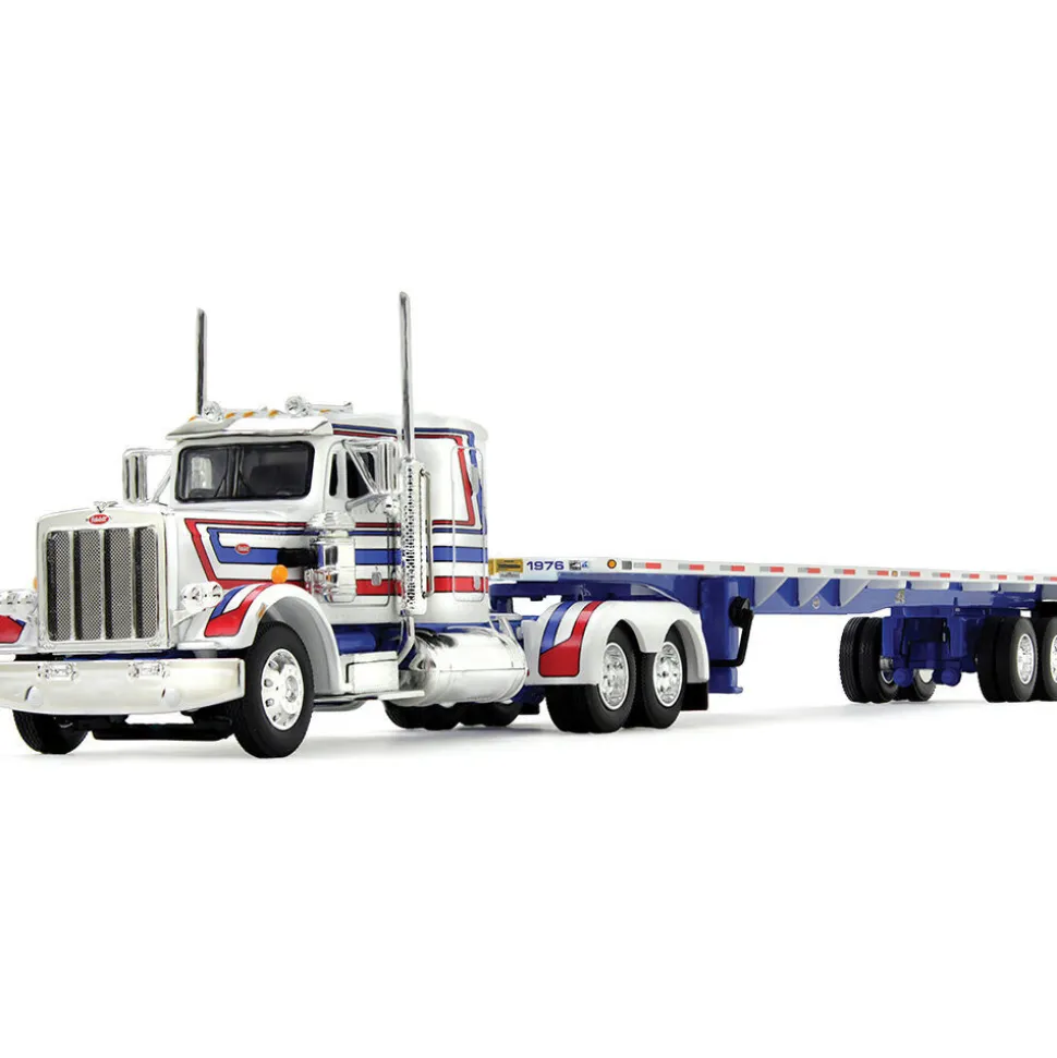 Peterbilt Bicentennial 359 Flat Top Sleeper & 48' Flatbed 1:64 Scale Diecast Model Truck by Diecast Promotions