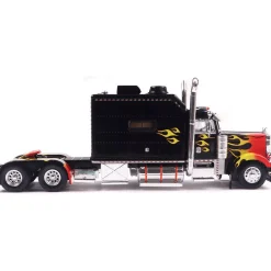 2002 Peterbilt 379 Custom - Black w/ Flames 1:43 Scale Diecast Model Truck by IXO Models