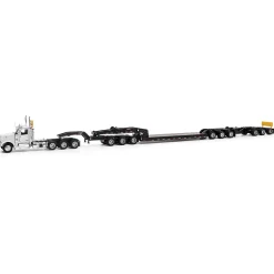Peterbilt Model 589 BBC Day-Cab Tridem-Axle Truck Tractor & 1:64 Trail King TK170 Hydraulic Detachable Gooseneck Lowboy 1:64 Scale Diecast Model Truck by Diecast Masters
